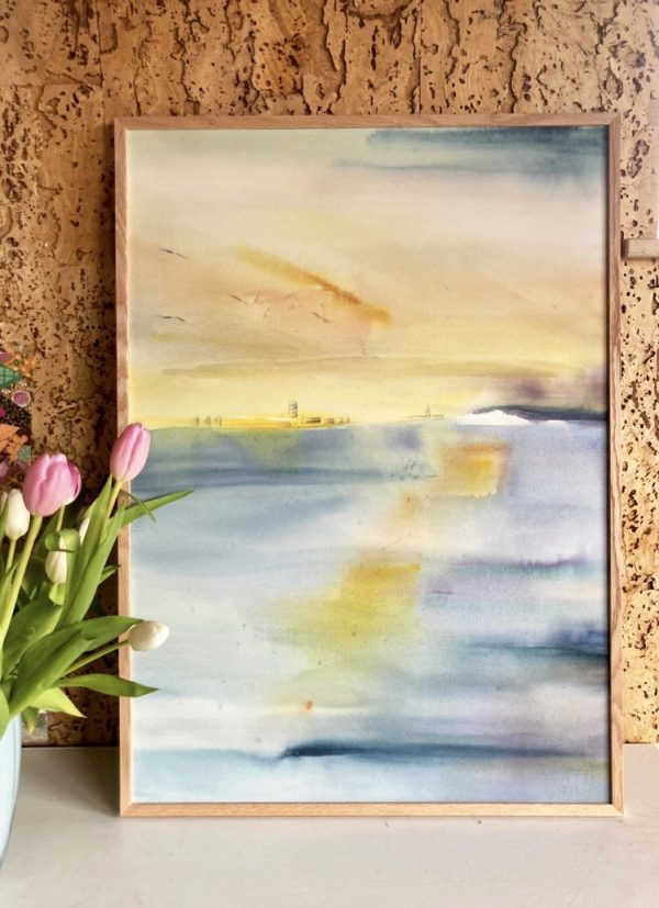 Akvarel af Aarhus Bugt